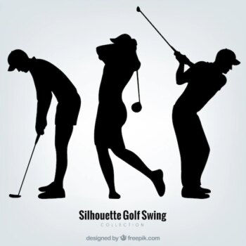 Free Vector | Golf swings collection with silhouette