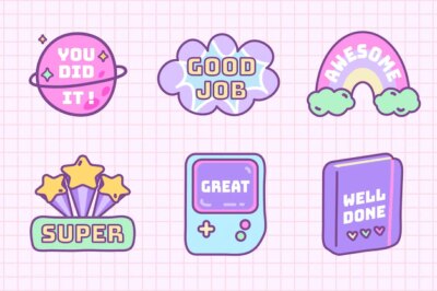 Free Vector | Good job stickers collection