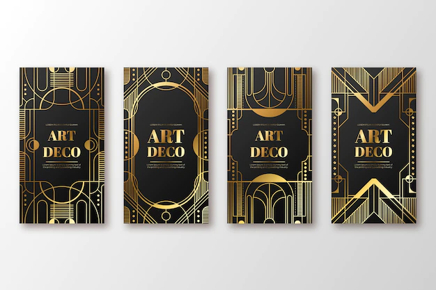 Free Vector | Gradient art deco story set