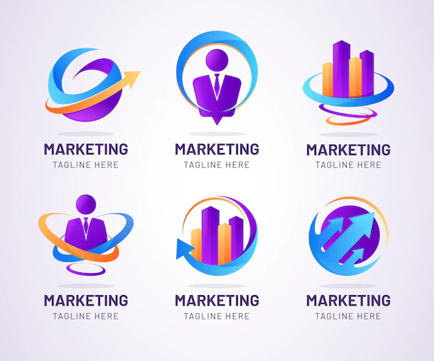 Free Vector | Gradient colored marketing logo set