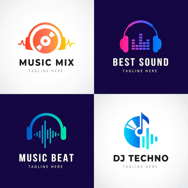 Free Vector | Gradient dj logo collection