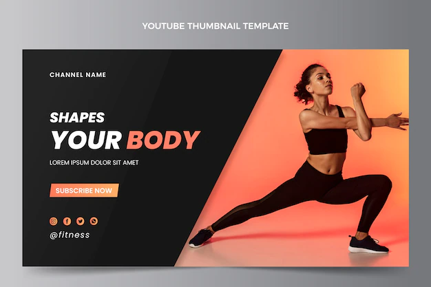 Free Vector | Gradient fitness youtube thumbnail template