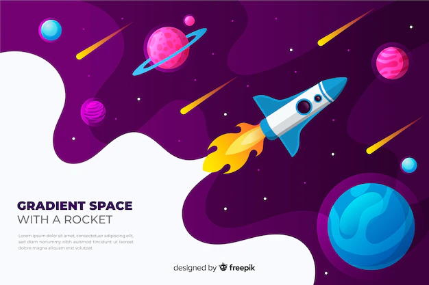Free Vector | Gradient flat rocket traveling through the galaxy