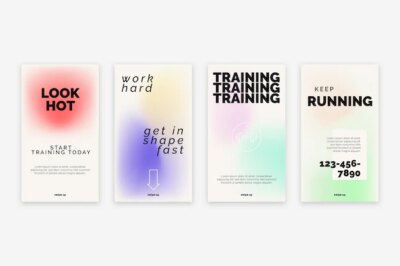 Free Vector | Gradient health and fitness instagram stories collection
