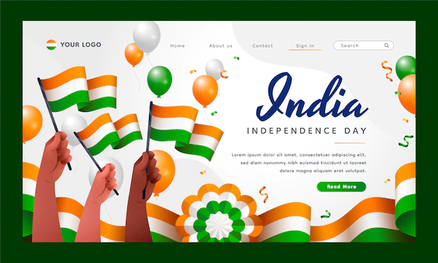 Free Vector | Gradient india independence day landing page template