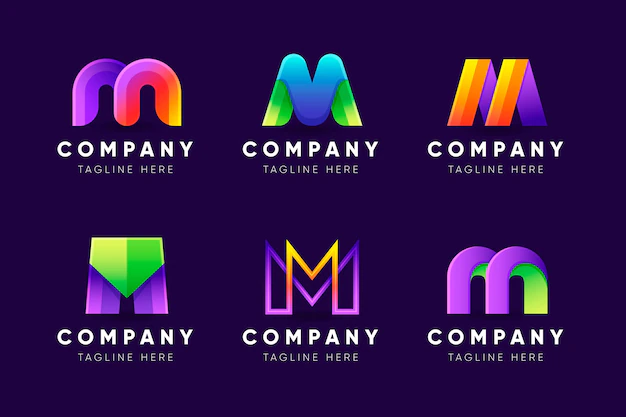 Free Vector | Gradient m logo template collection