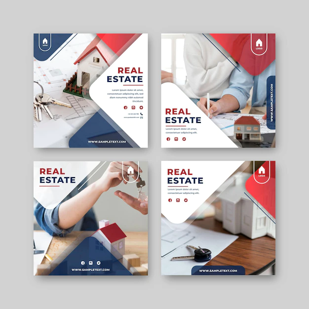 Free Vector | Gradient real estate instagram post collection