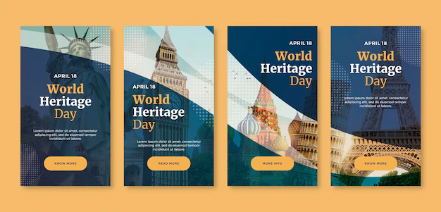 Free Vector | Gradient world heritage day instagram stories collection