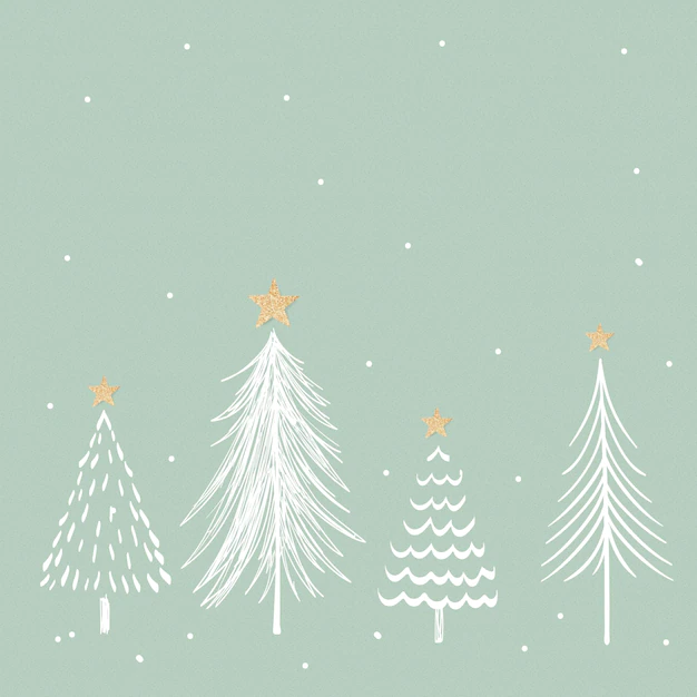 Free Vector | Green christmas background, aesthetic pine trees doodle vector