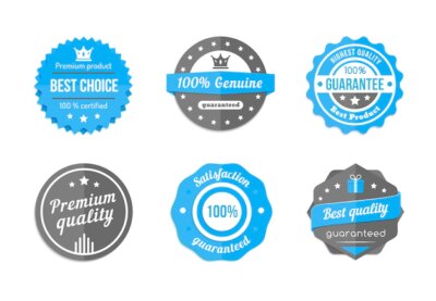 Free Vector | Guarantee, quality and best choice vector vintage blue badges