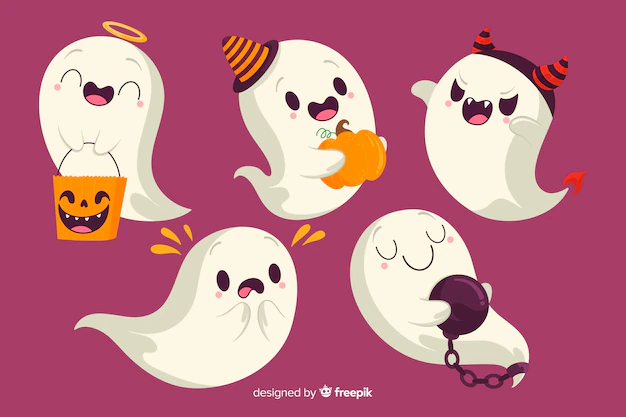 Free Vector | Halloween ghost with costumes collection
