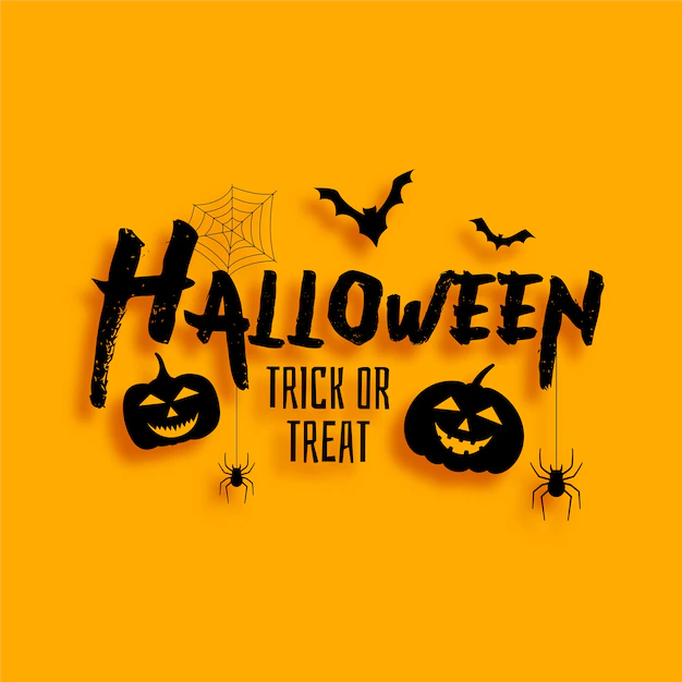 Free Vector | Halloween trick or trat card with bats and scary pumpkins