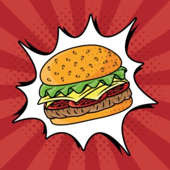 Free Vector | Hamburger fast food pop art style