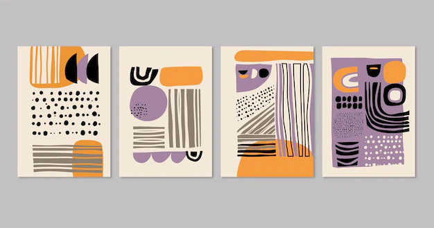 Free Vector | Hand drawn abstract art cover set