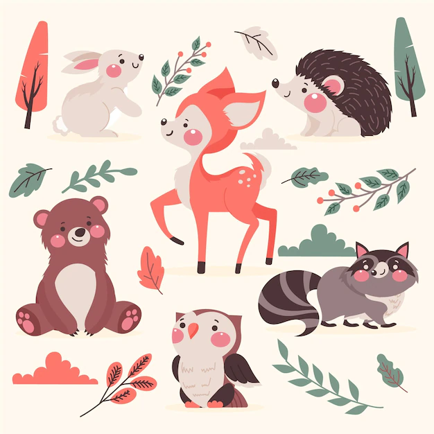 Free Vector | Hand drawn autumn forest animals