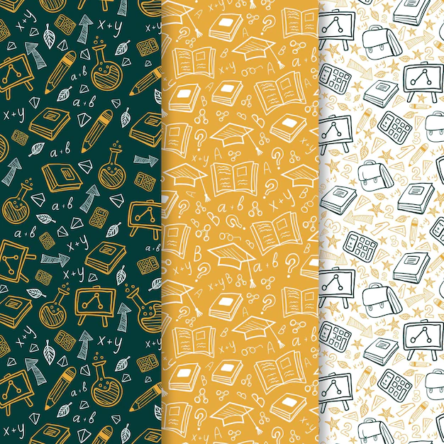 Free Vector | Hand drawn back to school pattern set