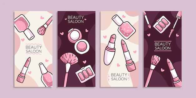 Free Vector | Hand drawn beauty instagram story set