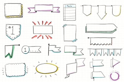 Free Vector | Hand drawn bullet journal doodle banners set