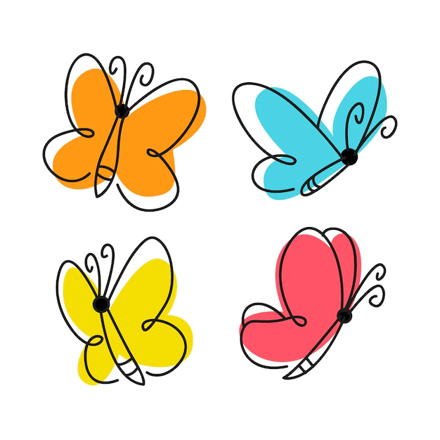 Free Vector | Hand drawn butterfly outline set