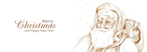 Free Vector | Hand drawn cheerful santa claus sketch card banner background