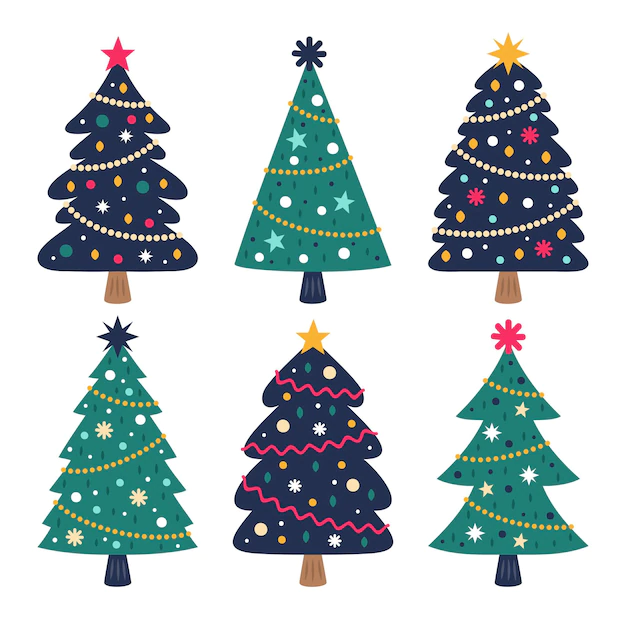 Free Vector | Hand drawn christmas tree collection