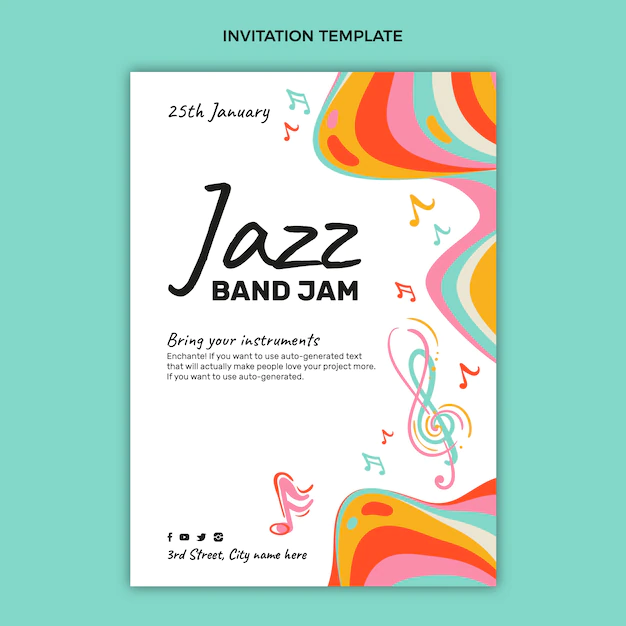 Free Vector | Hand drawn colorful music festival invitation