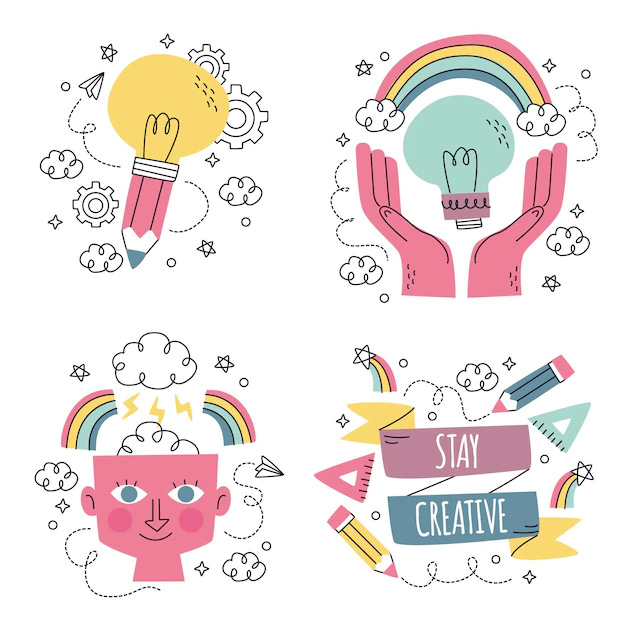 Free Vector | Hand drawn creativity stickers collection