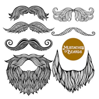 Free Vector | Hand drawn  decorative beard and mustache set