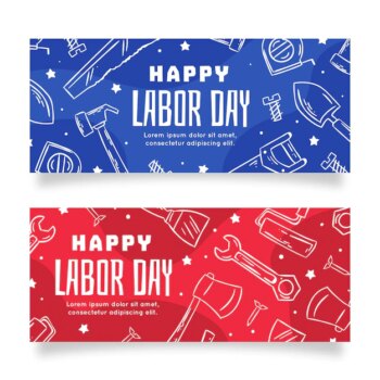 Free Vector | Hand drawn design labor day banners
