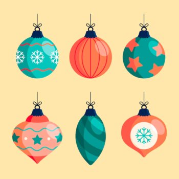 Free Vector | Hand drawn flat christmas ball ornaments collection