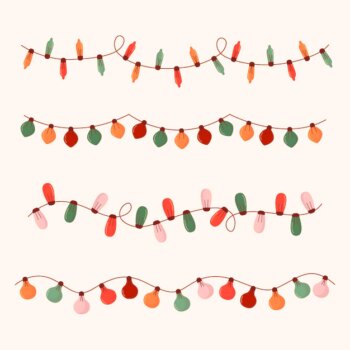 Free Vector | Hand drawn flat christmas lights collection