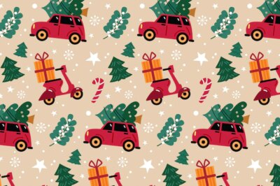 Free Vector | Hand drawn flat christmas pattern design