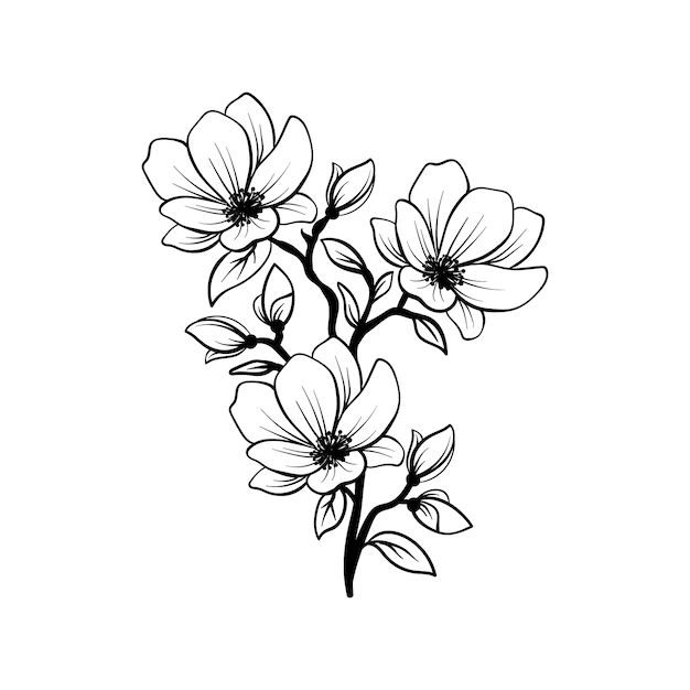 Free Vector | Hand drawn flat design simple flower outline