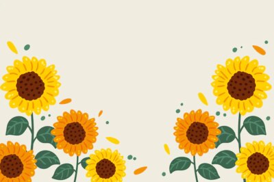 Free Vector | Hand drawn flat design sunflower border