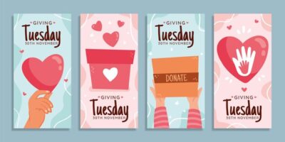 Free Vector | Hand drawn flat giving tuesday instagram stories collection