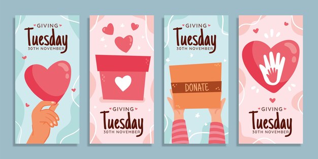 Free Vector | Hand drawn flat giving tuesday instagram stories collection