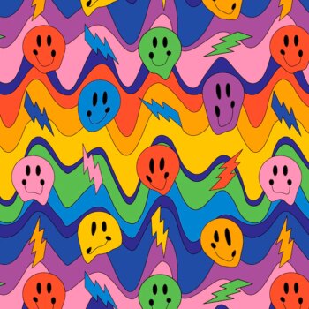 Free Vector | Hand drawn flat groovy psychedelic pattern design