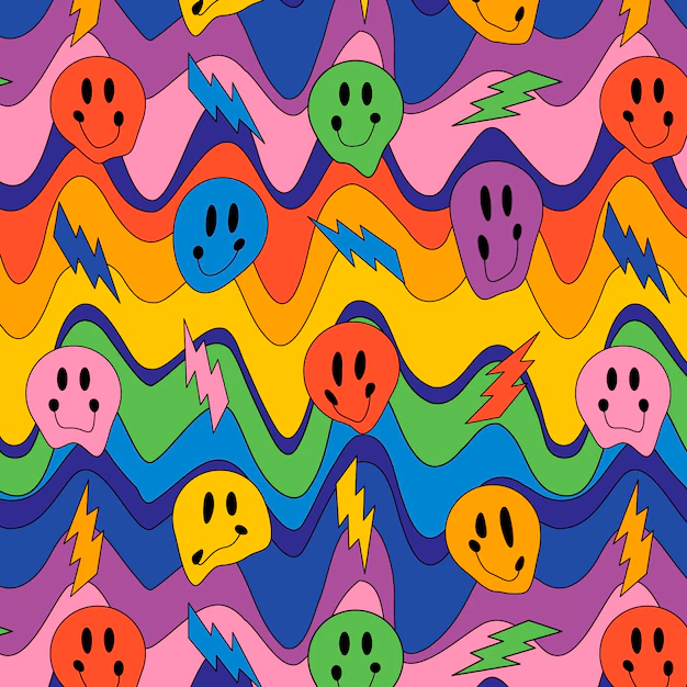 Free Vector | Hand drawn flat groovy psychedelic pattern design