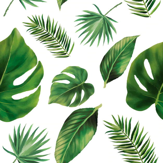 Free Vector | Hand drawn green watercolor leaves seamless pattern design