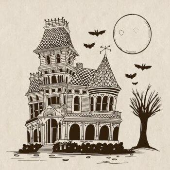 Free Vector | Hand drawn halloween house illustration