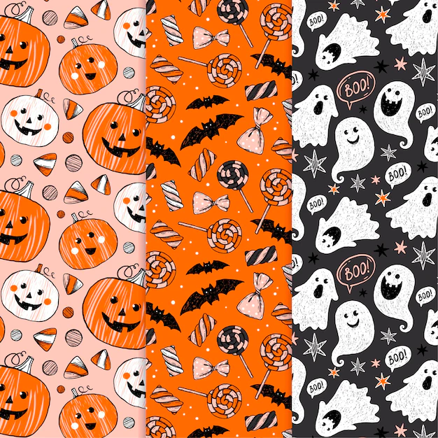 Free Vector | Hand drawn halloween pattern