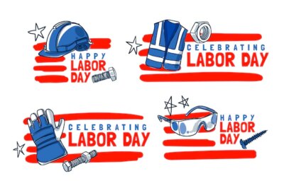 Free Vector | Hand drawn labor day labels collection