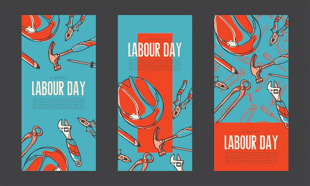 Free Vector | Hand drawn labour day banners