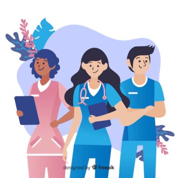 Free Vector | Hand drawn nurse team background