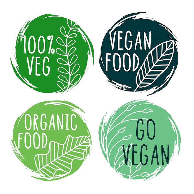 Free Vector | Hand drawn organic vegan food labels and symbols