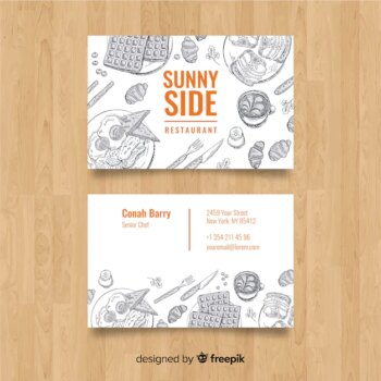 Free Vector | Hand drawn restaurant business card