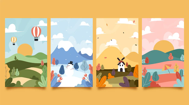 Free Vector | Hand drawn seasons set