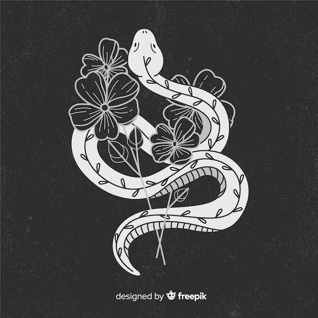 Free Vector | Hand drawn snake with flowers illustration