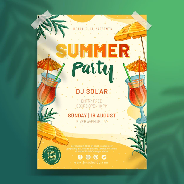 Free Vector | Hand drawn summer party poster template