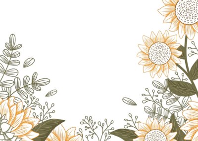 Free Vector | Hand drawn sunflower border with empty space